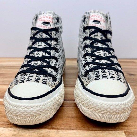 Vintage Converse Graduate Class of 1990 High Top Sneakers White Black Mens 5 - Picture 3 of 9